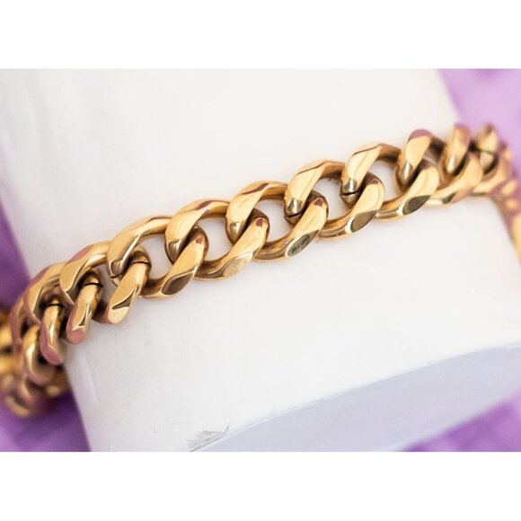 Vintage Simple Curb Chain Bracelet 9 Inch- V12 - Picture 2 of 3